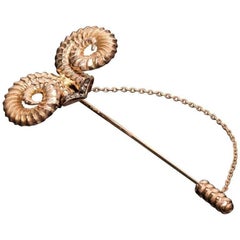 Rose Gold Cleat Collar Pin with Brown Diamonds