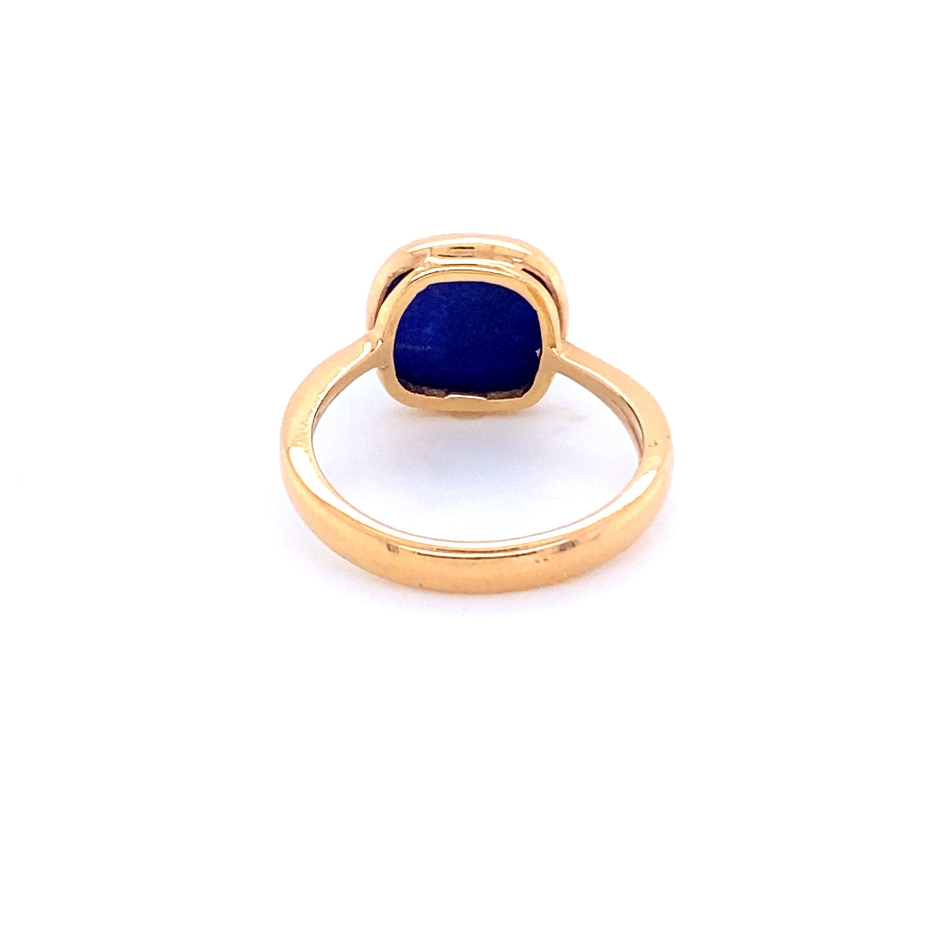 Artisan Rose Gold Cocktail Ring with a Cabochon Lapis Lazuli For Sale