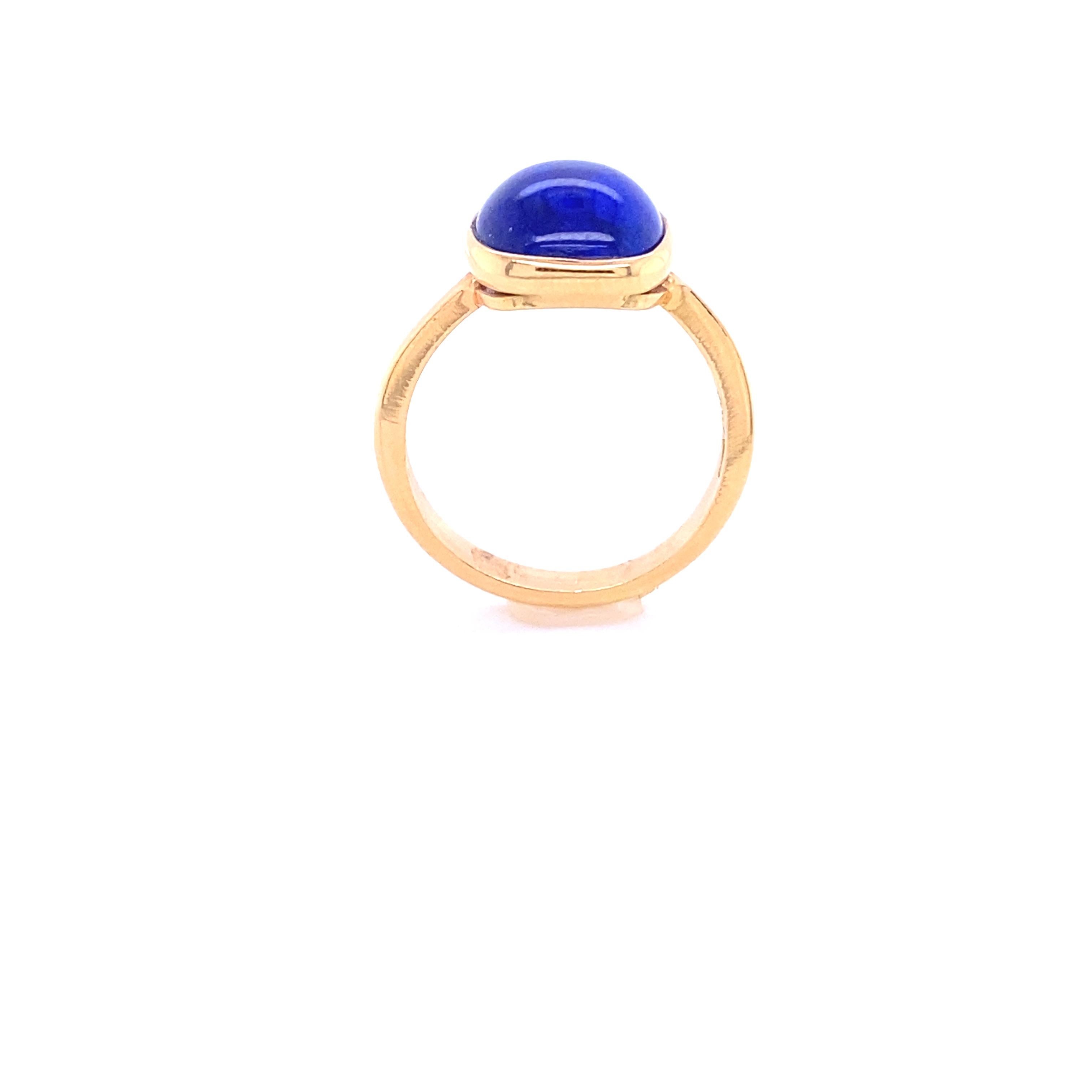 Bague cocktail en or rose avec cabochon de lapis-lazuli Unisexe en vente