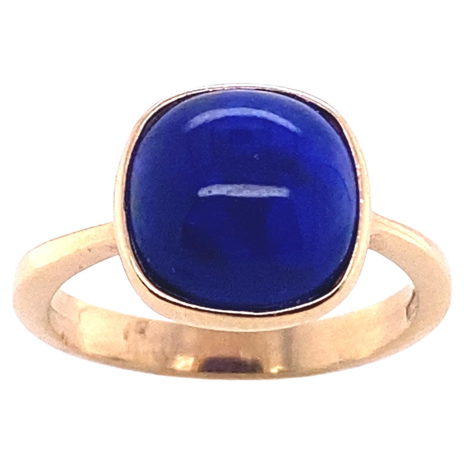 Rose Gold Cocktail Ring with a Cabochon Lapis Lazuli For Sale