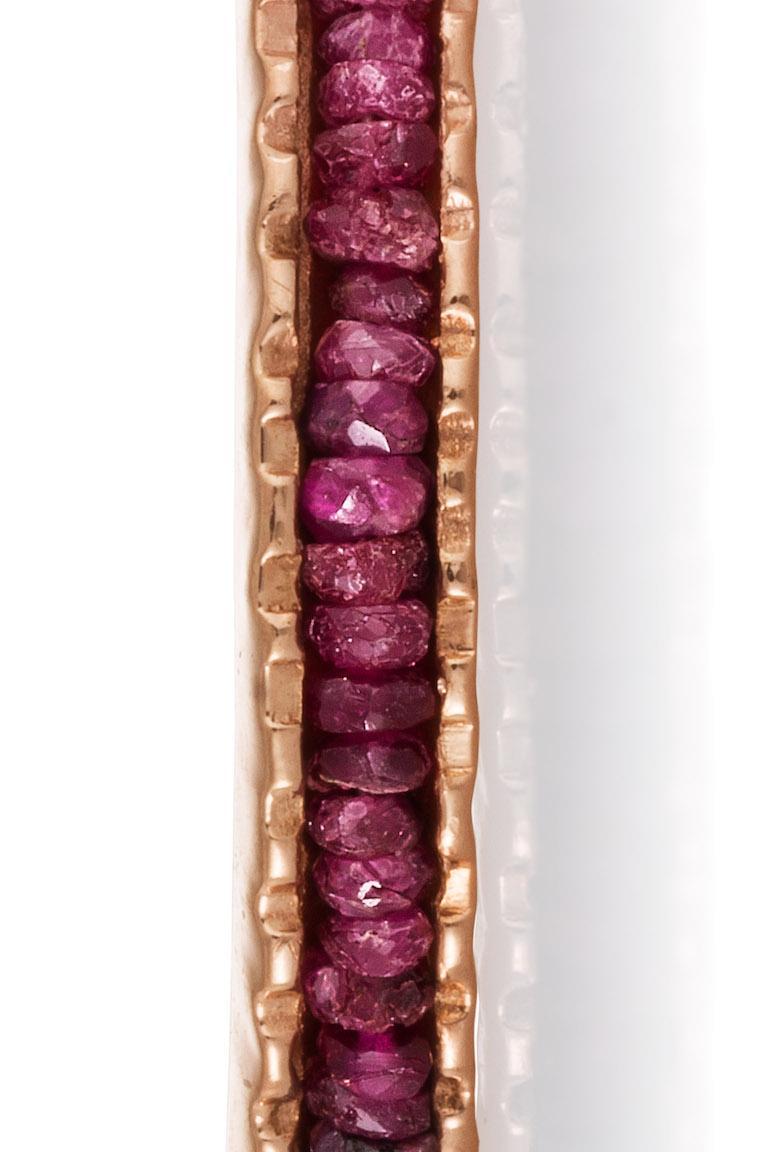Perle Boucles d'oreilles pièces de monnaie en or rose 14K avec rubis en vente