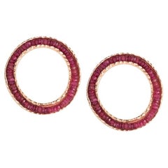 Boucles d'oreilles pièces de monnaie en or rose 14K avec rubis