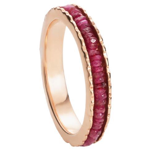 14K Rose Gold Coin Ring with Rubies