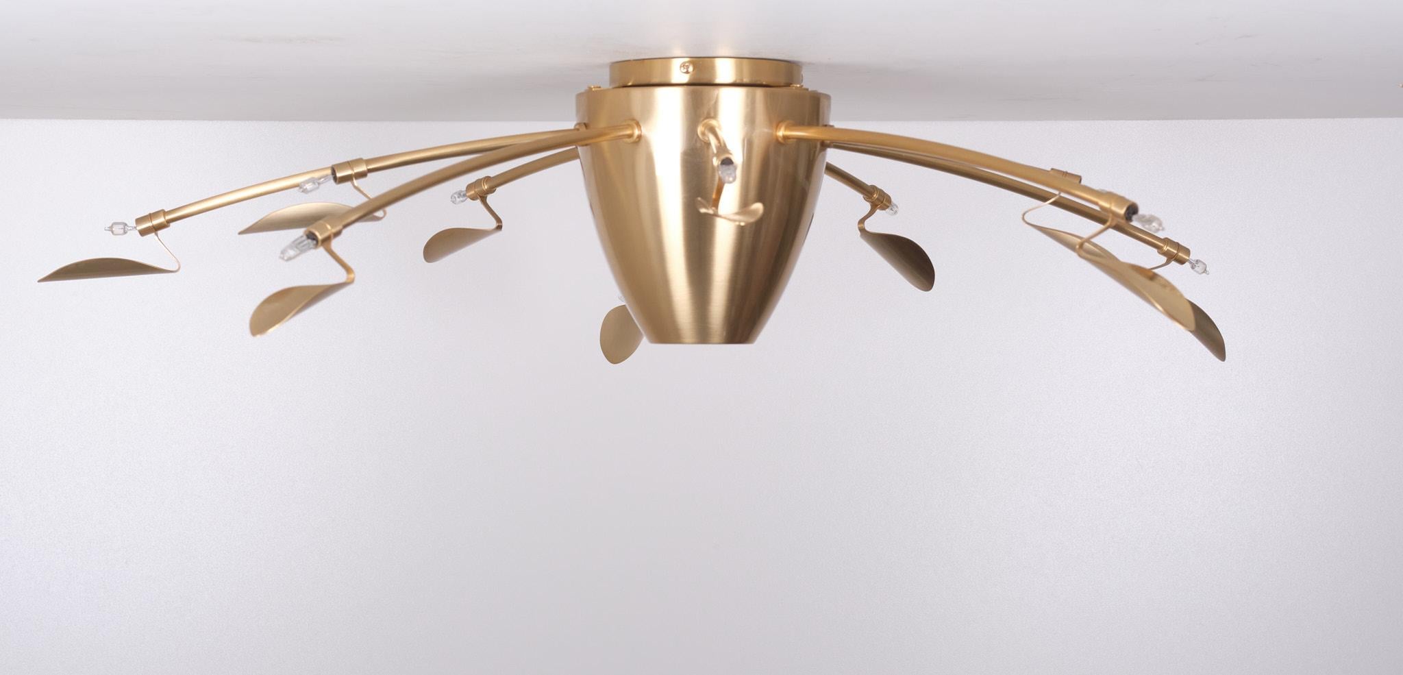 Rose Gold Color Esteluz Halogen Ceiling Lamp 1980s Spain In Good Condition For Sale In Den Haag, NL