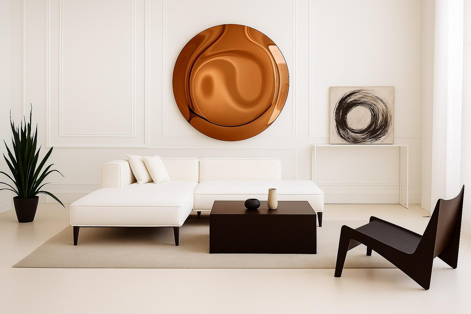 Britannico Specchio concavo in oro rosa con diametro di 100 cm/39
