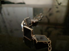 Rose Gold Contemporary Link Bracelet with Quartzes by Artist