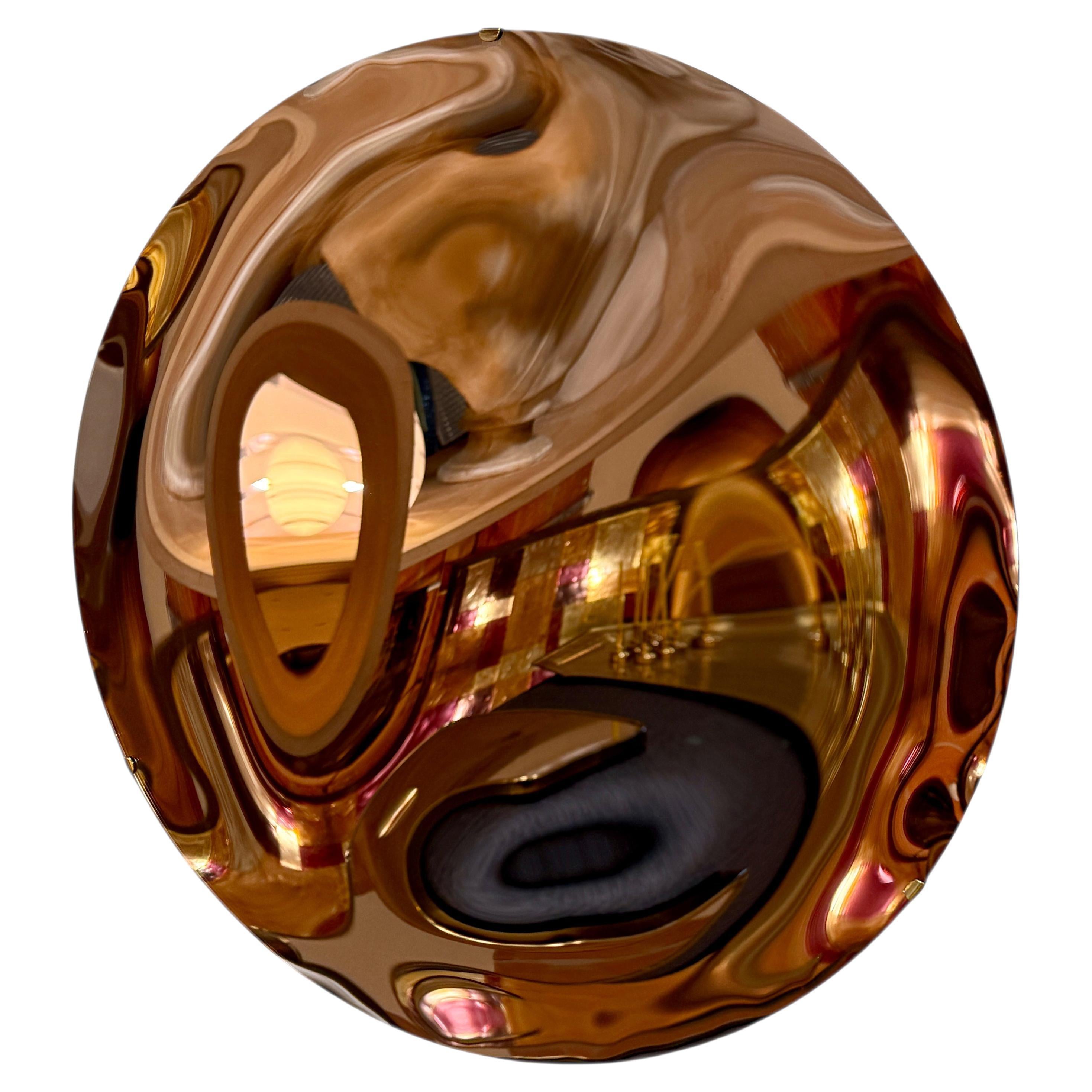 Espejo convexo de oro rosa, años 70