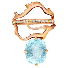 Rose Gold Copper Bearing Paraiba Tourmaline Ring with Diamonds and Sapphires