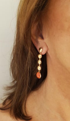 Rose Gold Coral Dangle Earrings