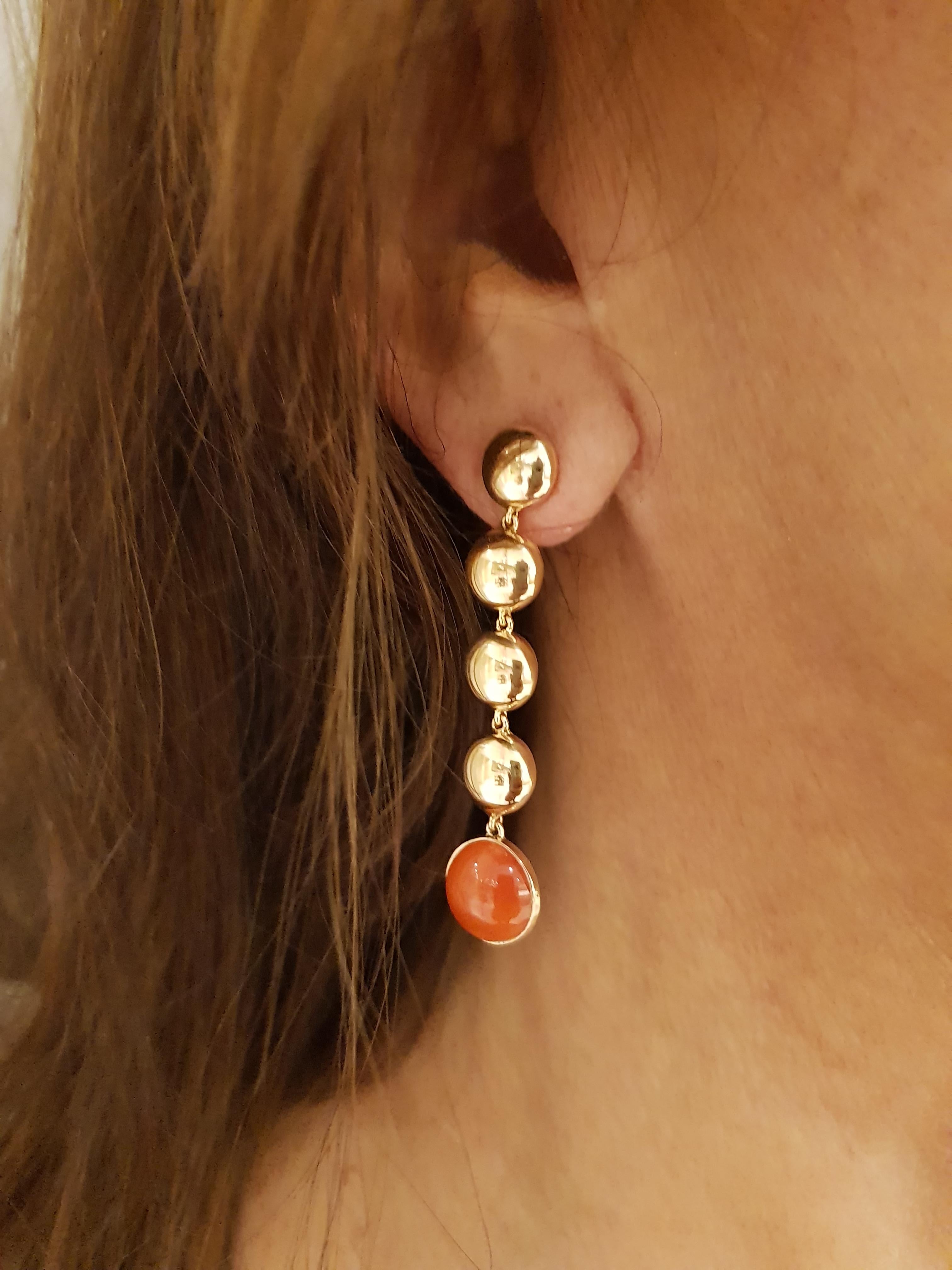 Contemporary Rose Gold Coral Dangle Earrings For Sale