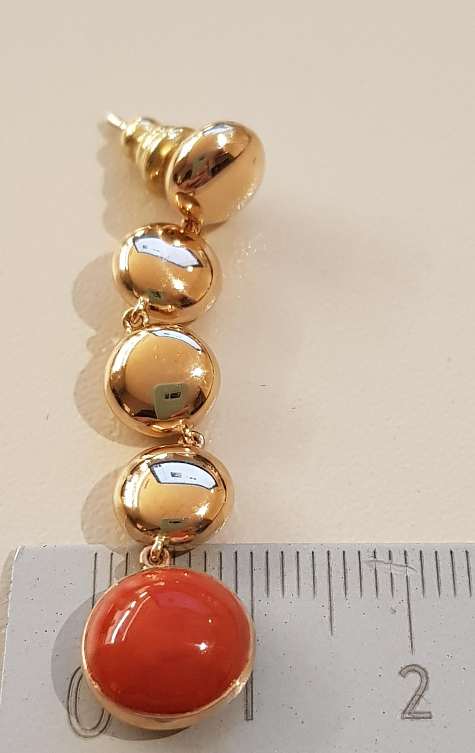 Rose Gold Coral Dangle Earrings In New Condition For Sale In Findikli, Beyoglu