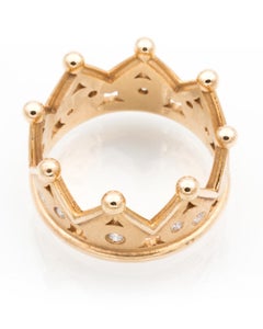 Rosé Gold Crown Ring Brilliants Flawless 0.16 Carat