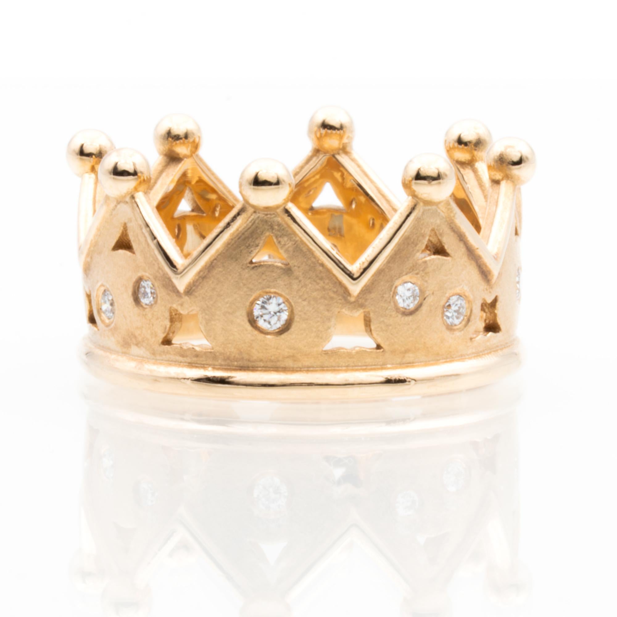 Anillo Corona Oro Rosado Brillantes Impecable 0,16 Quilates en Nuevo estado para la venta en Loßburg, DE