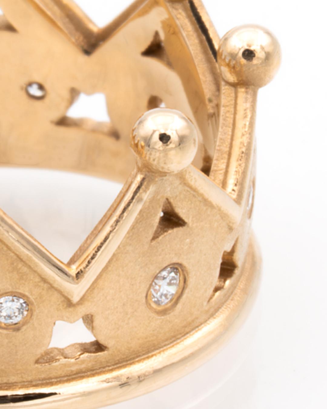 De las mujeres Anillo Corona Oro Rosado Brillantes Impecable 0,16 Quilates en venta