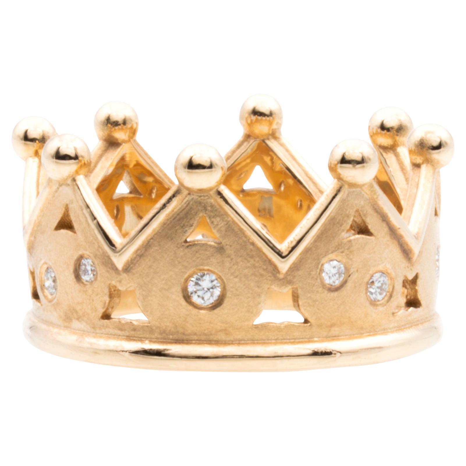 Anello corona in oro rosato Brilliante Flawless 0,16 Carati