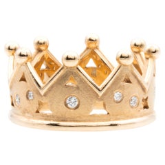 Anello corona in oro rosato Brilliante Flawless 0,16 Carati