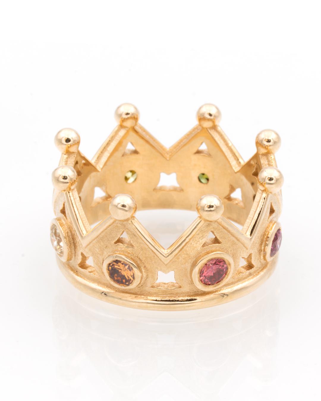 Roségold Kronenring Farbige Brillanten 0,72 Karat (Moderne) im Angebot