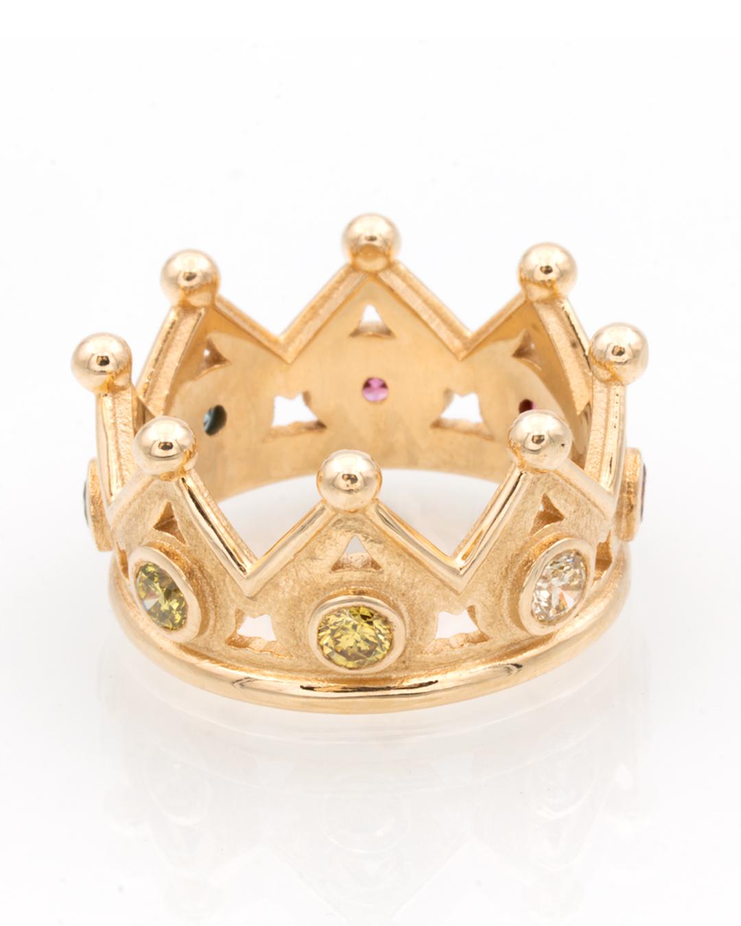 Roségold Kronenring Farbige Brillanten 0,72 Karat (Brillantschliff) im Angebot