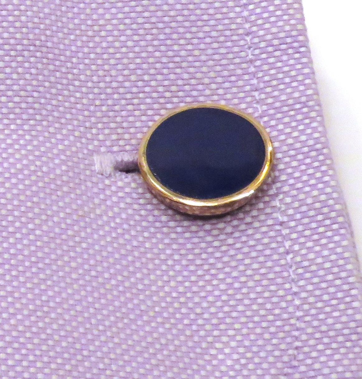 Rose Gold Blue Green Enamel Cufflinks Handcraft in Italy by Botta Gioielli In New Condition In Milano, IT
