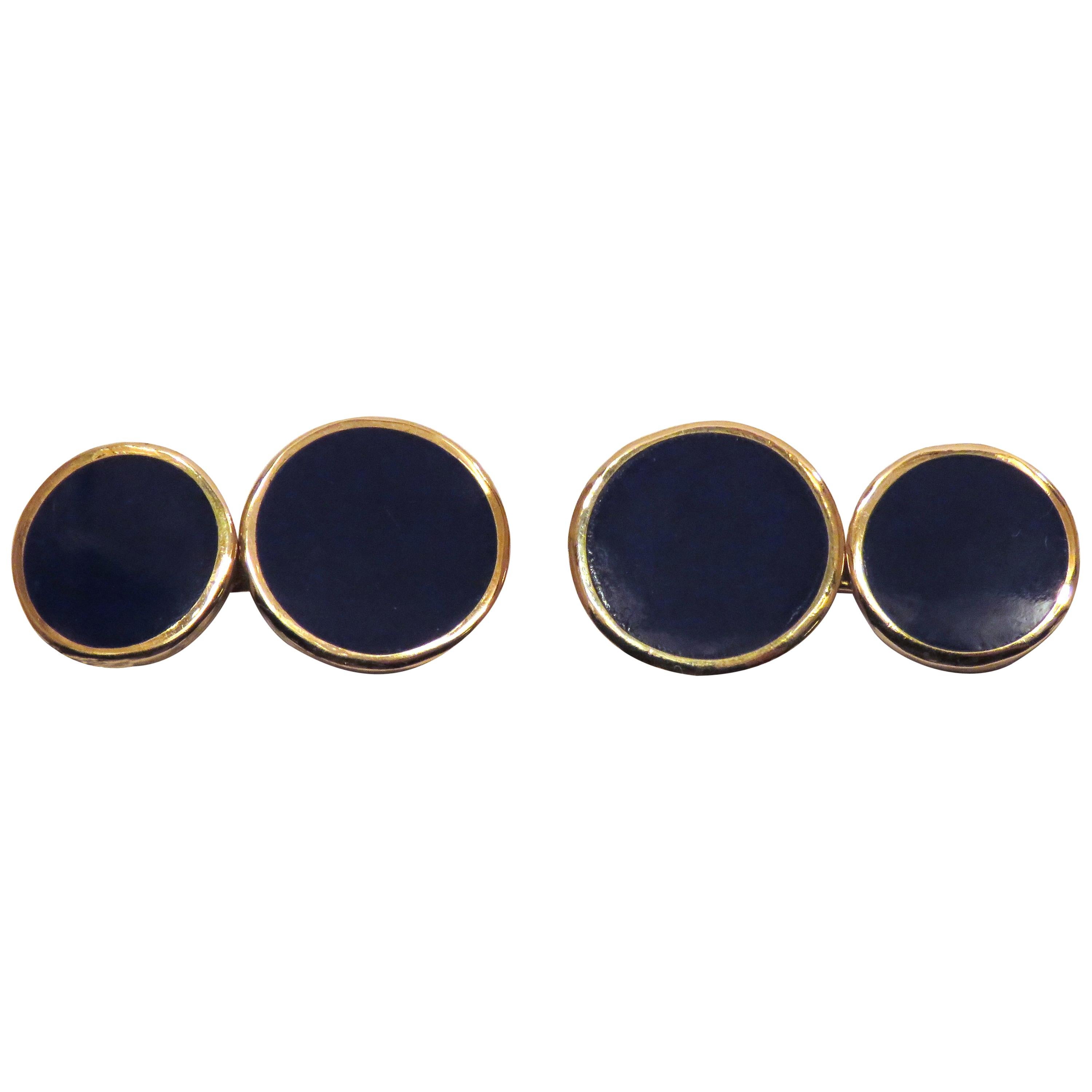 Rose Gold Blue Green Enamel Cufflinks Handcraft in Italy by Botta Gioielli