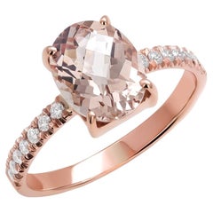 Rose Gold Cushion Shape Morganite Diamond Cocktail Ring