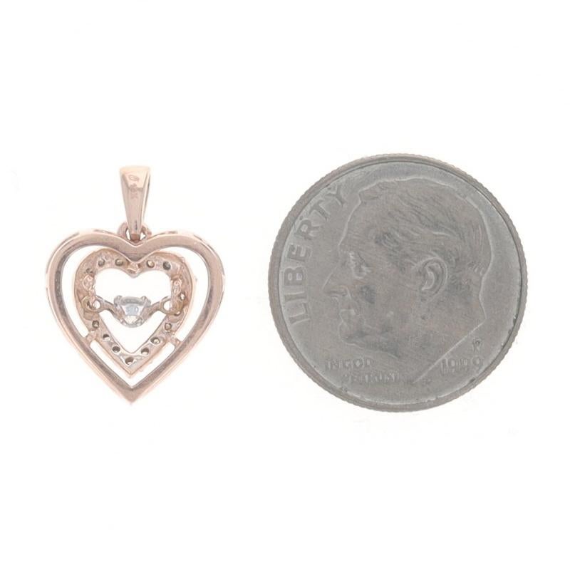 Pendentif or rose diamant dansant 10k rond brillant .20ctw Concentric Hearts Excellent état - En vente à Greensboro, NC