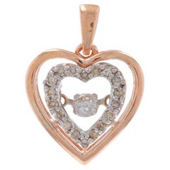 Pendentif or rose diamant dansant 10k rond brillant .20ctw Concentric Hearts