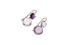 Rose Gold Dangle Earrings Purple Amethyst White Rock Cristal Botta Gioielli