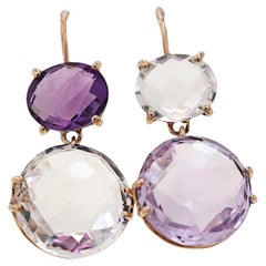 Orecchini pendenti in oro rosa Ametista viola Roccia bianca Cristallo Botta Gioielli