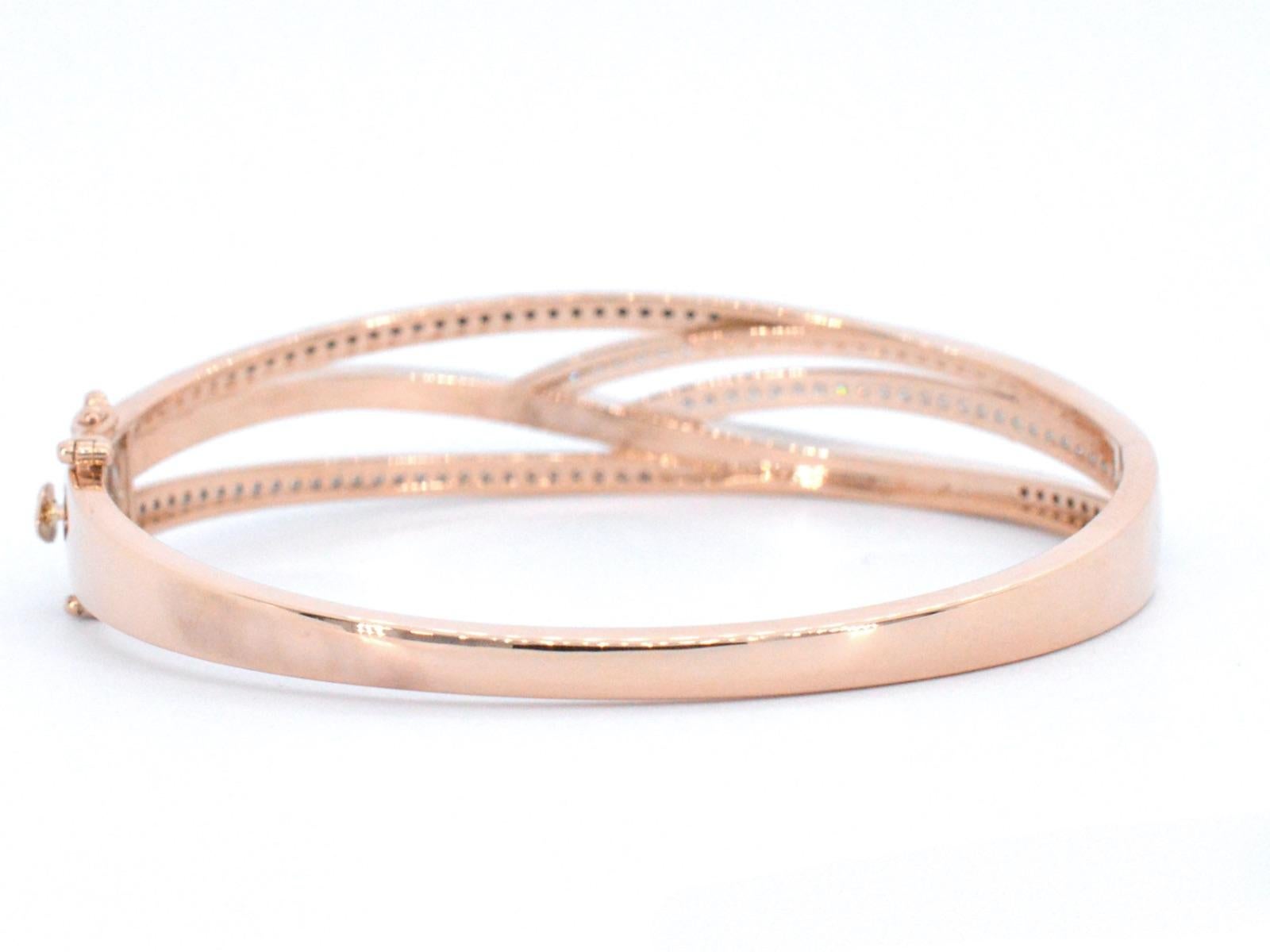 Women's Rose Gold Design Bracelet with White and Black Brilliant Diamonds For Sale