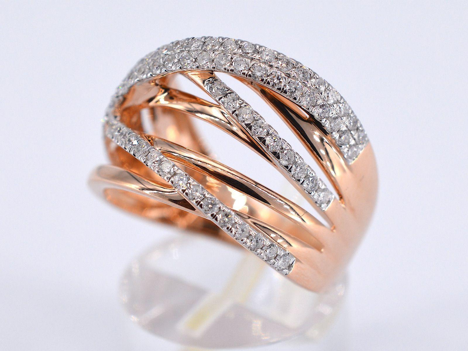 Contemporary Rose Gold Design Ring with Brilliant Diamonds For Sale