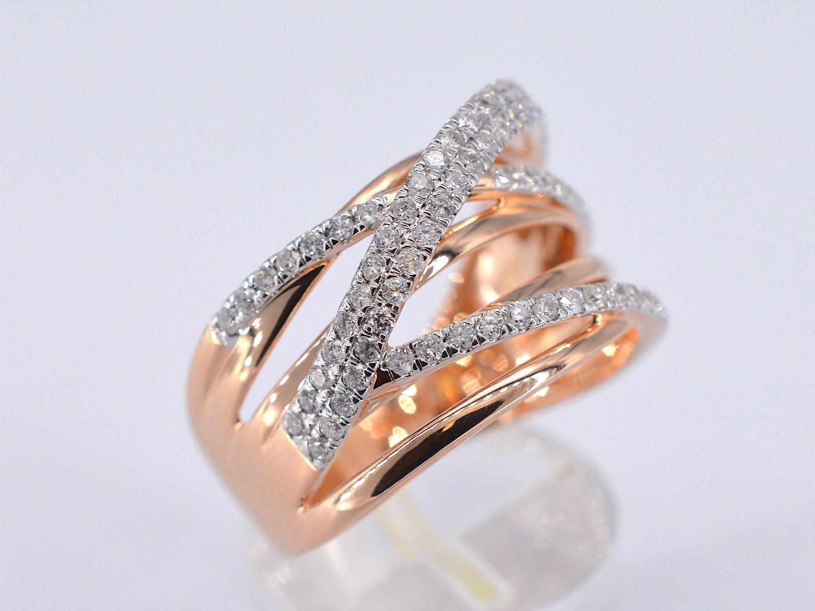 Brilliant Cut Rose Gold Design Ring with Brilliant Diamonds For Sale