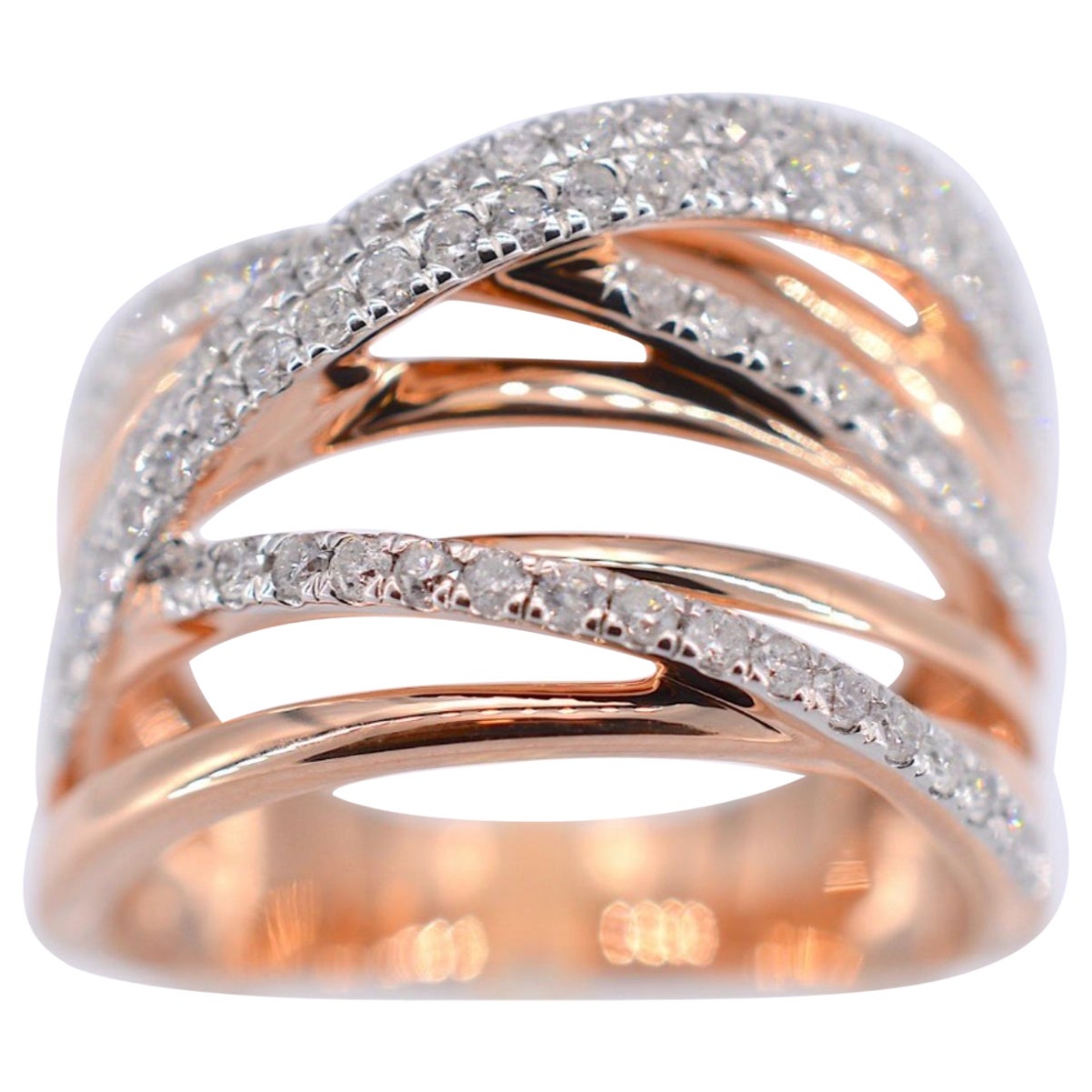 Bague en or rose avec diamants brillants