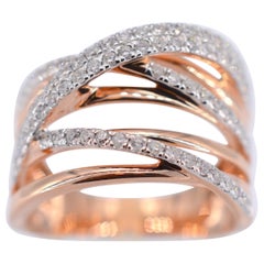 Bague en or rose avec diamants brillants