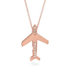 Rose Gold Diamond Airplane Necklace