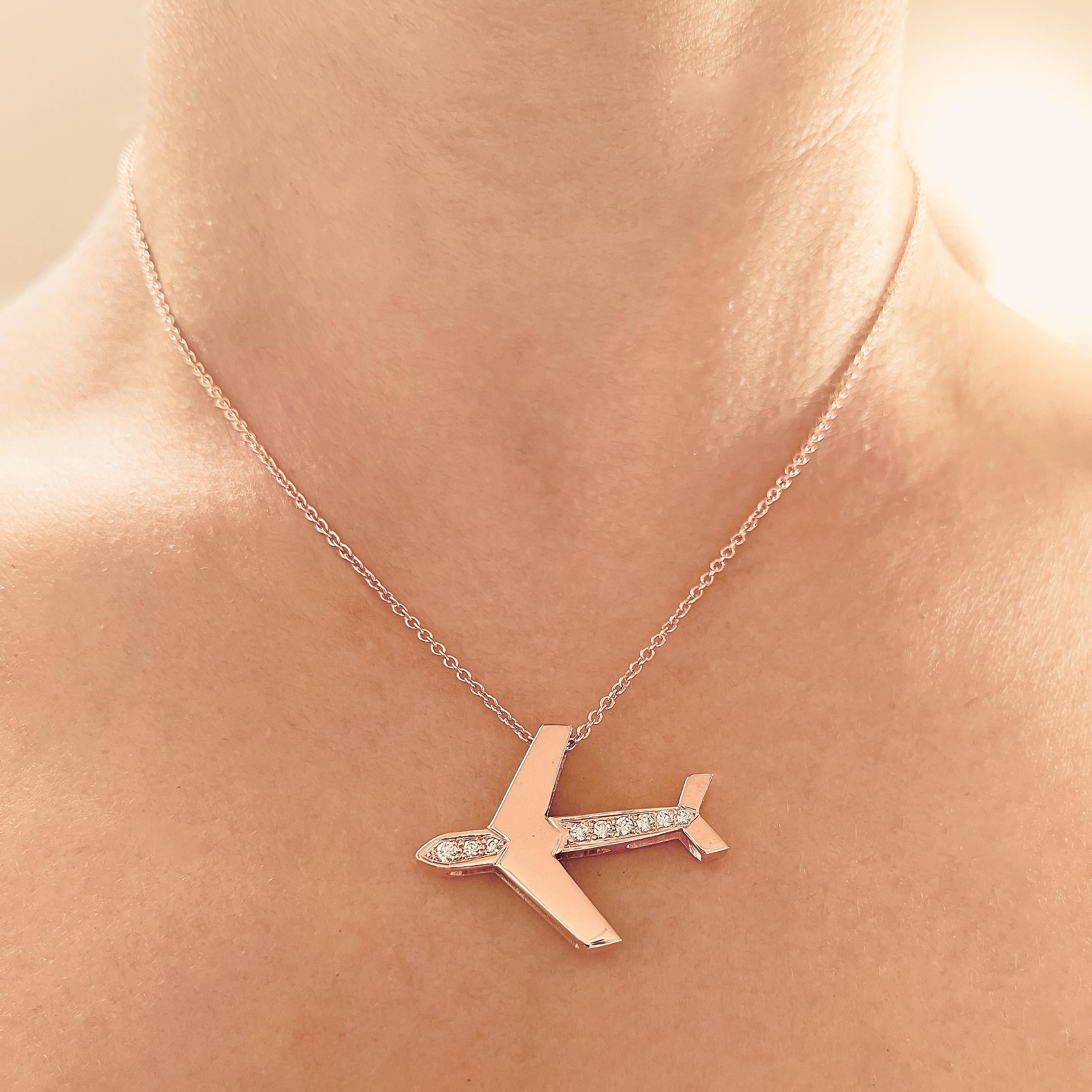 rose gold airplane necklace