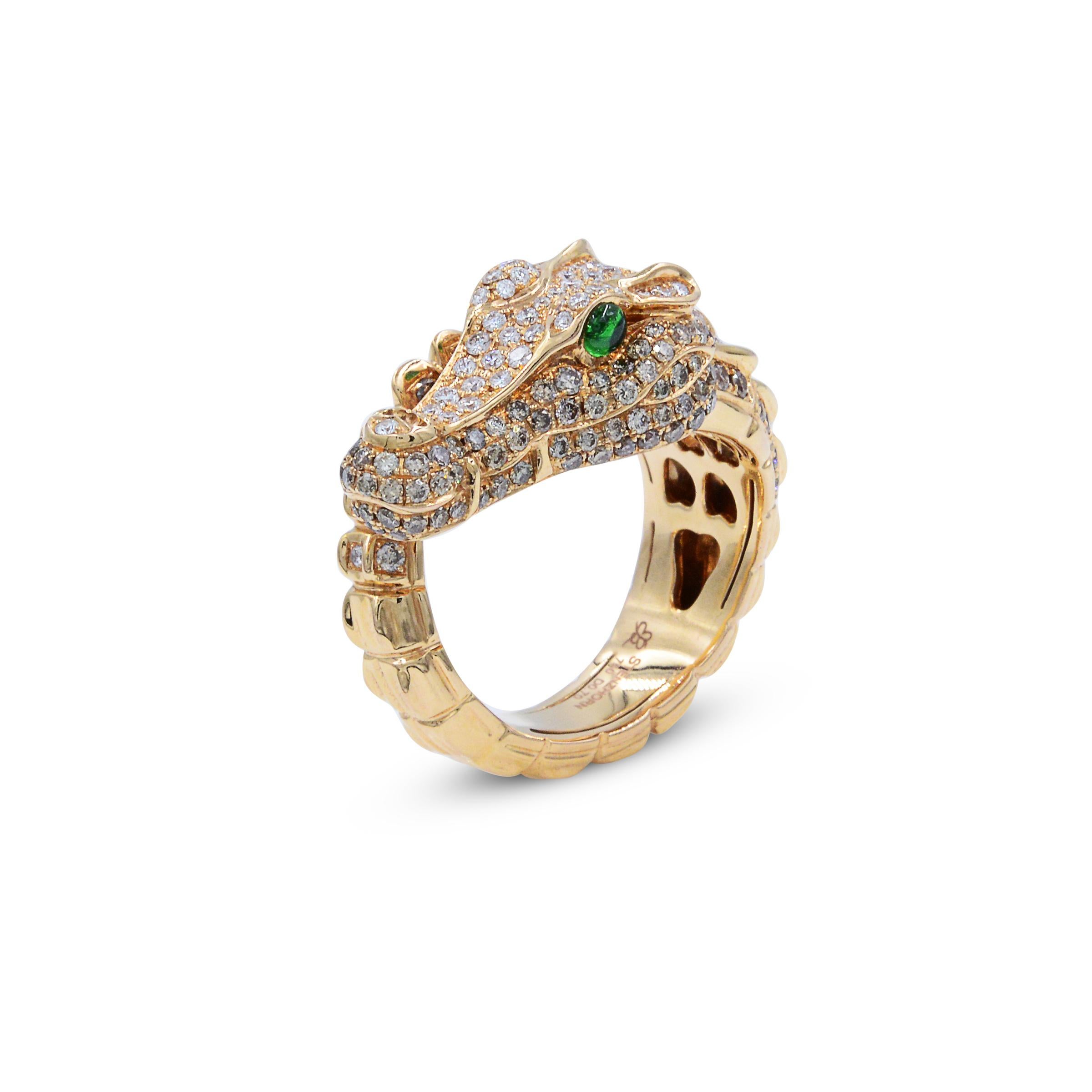 Modern Rose Gold Diamond Alligator Ring 18 Karat 1.00 Carat