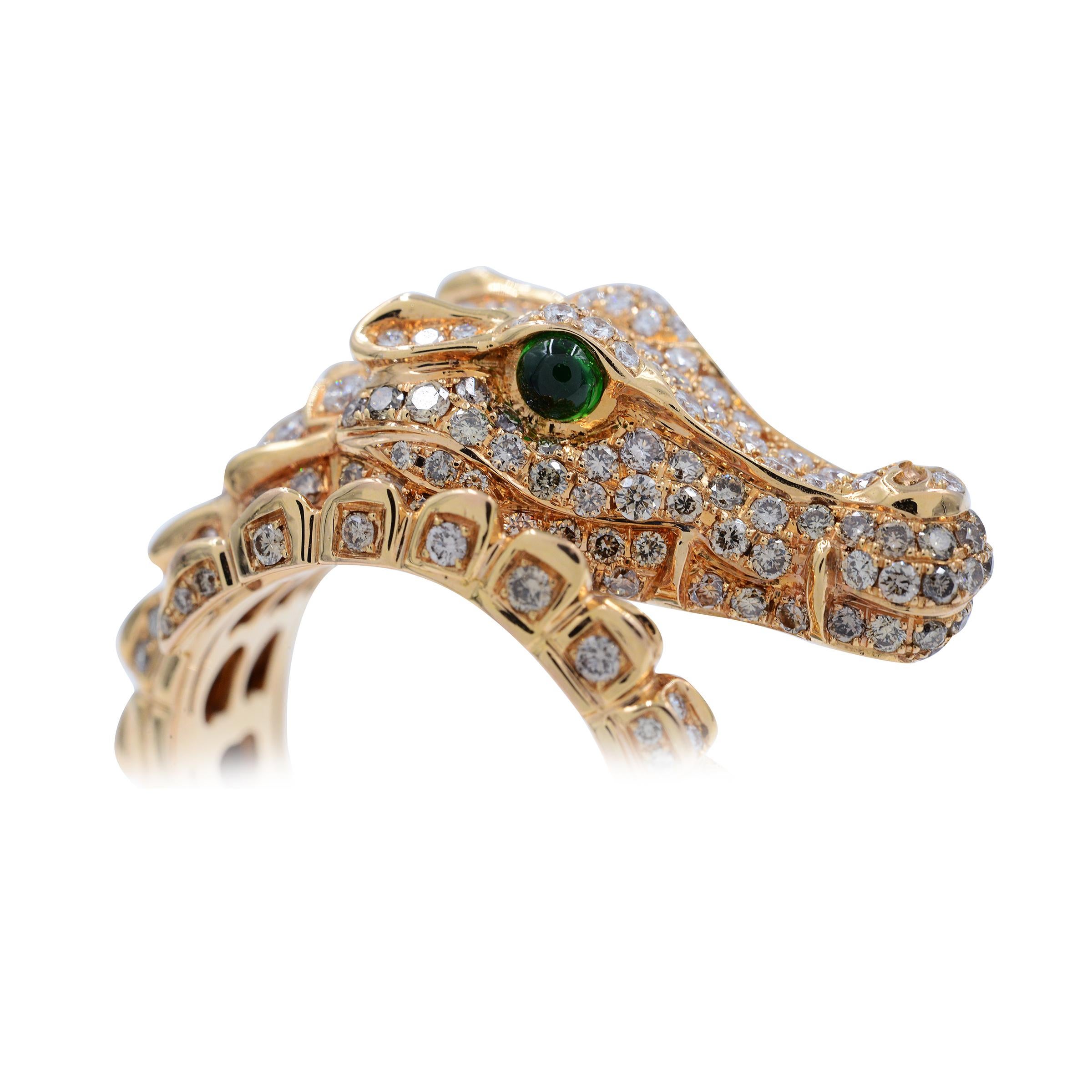 Women's Rose Gold Diamond Alligator Ring 18 Karat 1.00 Carat