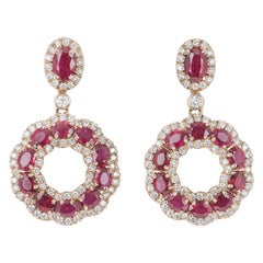 Rose Gold Diamond and Ruby Earrings 5.46 Carat Rubies 1.22 Carat Diamonds Rose Gold Diamond and Ruby Earrings 5.46 Carat Rubies 1.22 Carat Diamonds