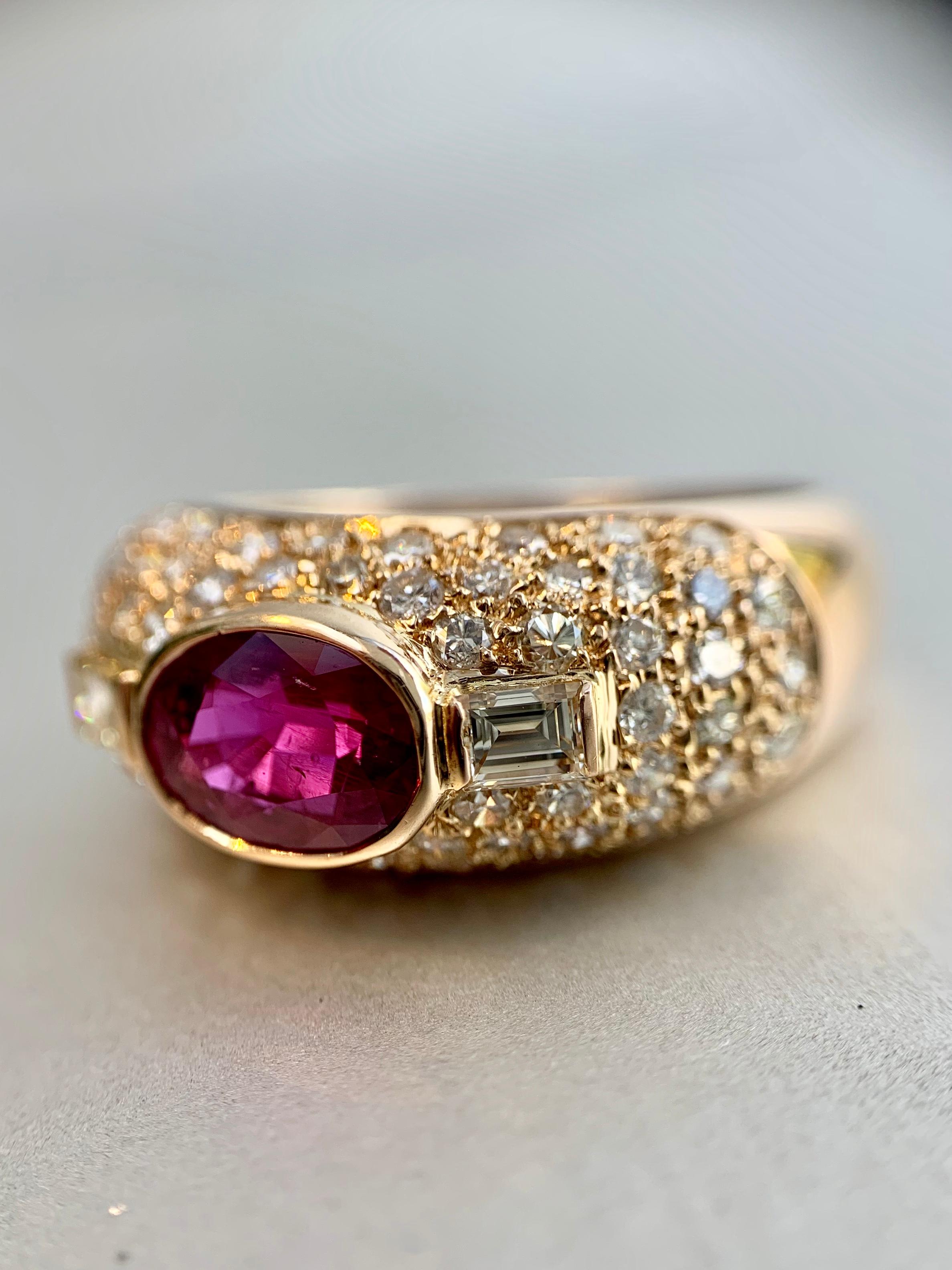 Rose Gold Diamond and Ruby Low Dome Ring 5