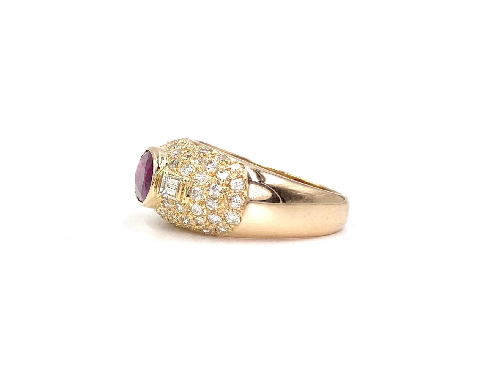 Women's Rose Gold Diamond and Ruby Low Dome Ring