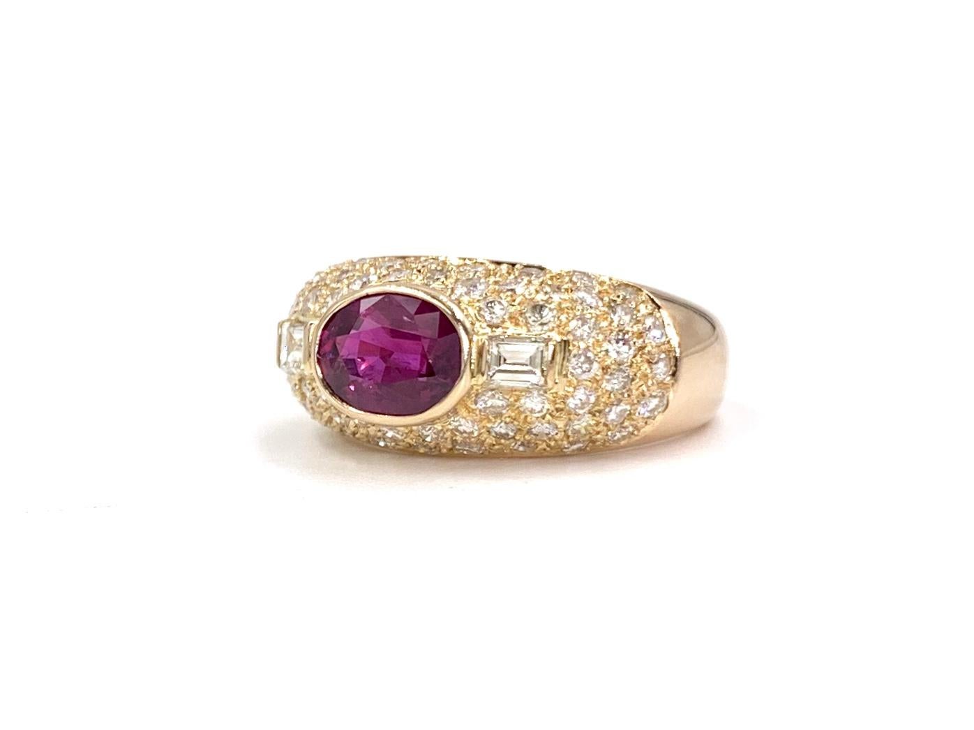 Rose Gold Diamond and Ruby Low Dome Ring 1