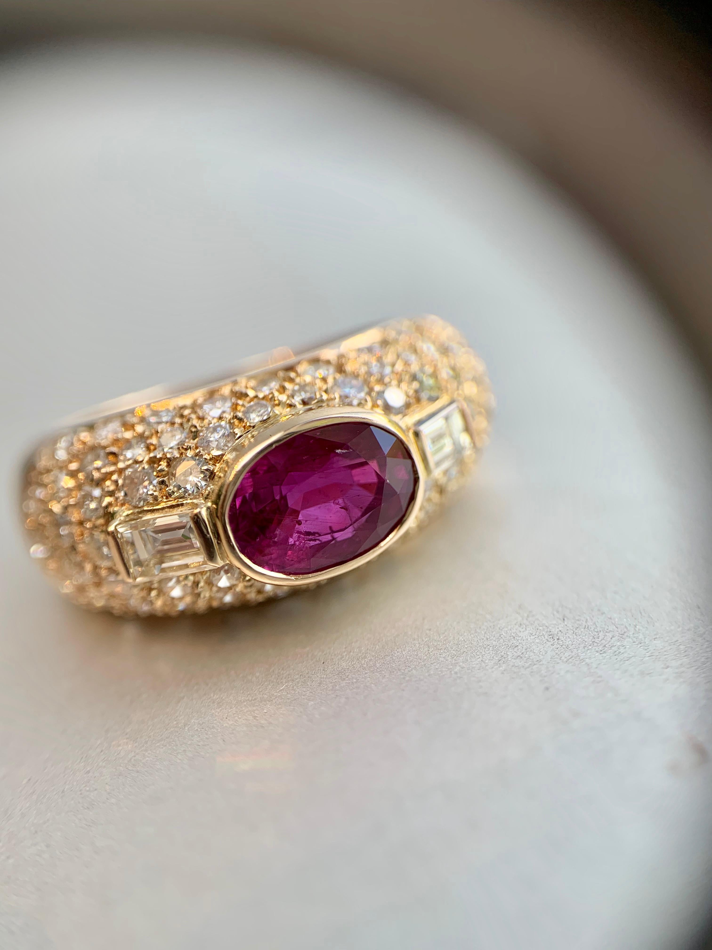 Rose Gold Diamond and Ruby Low Dome Ring 3