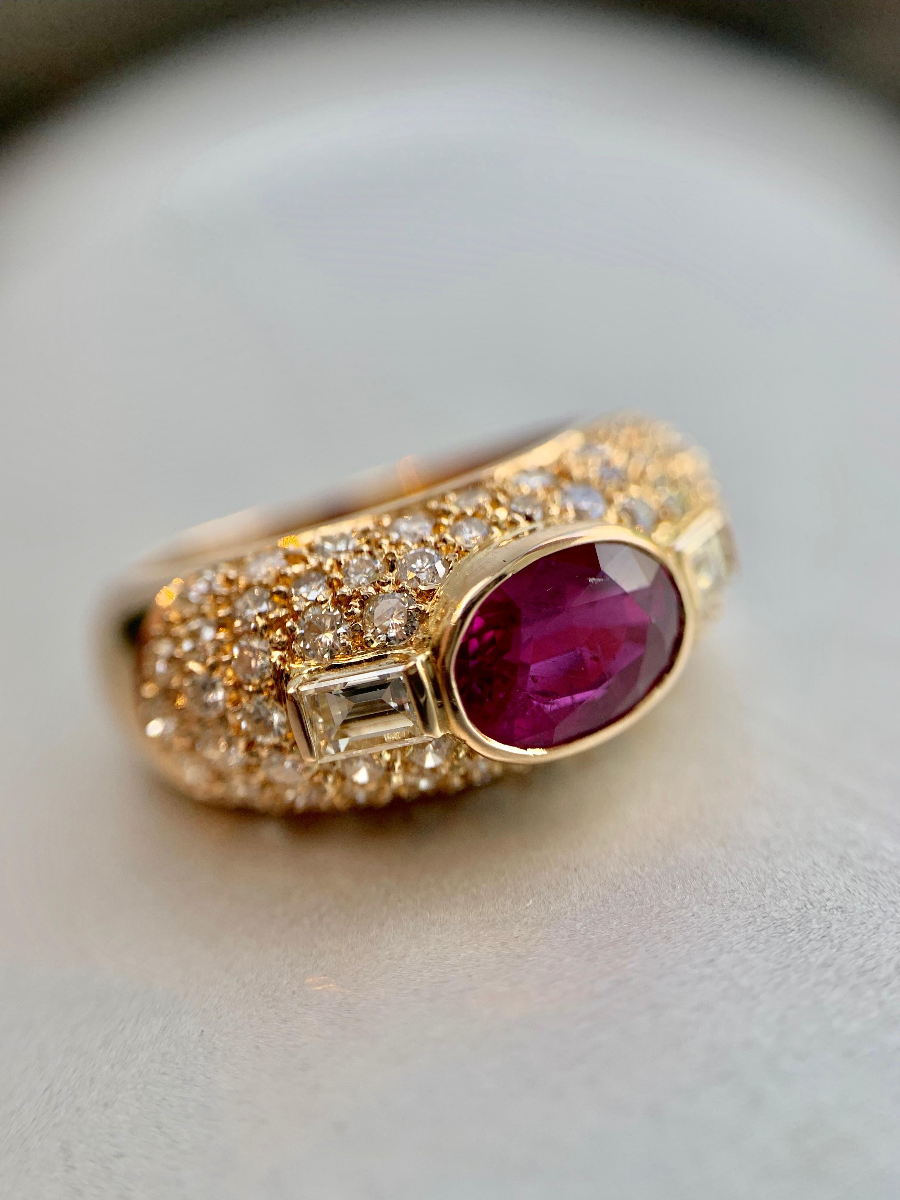 Rose Gold Diamond and Ruby Low Dome Ring 4