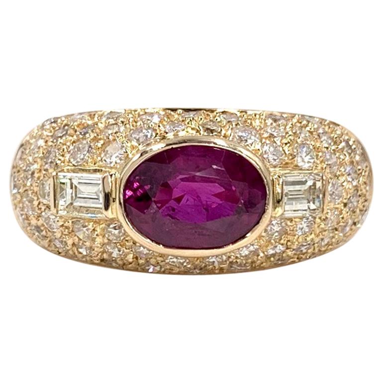 Rose Gold Diamond and Ruby Low Dome Ring