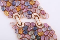 Rose Gold Diamond and Sapphire Strap Bracelet