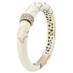 Rose Gold Diamond and White Enamel Bangle