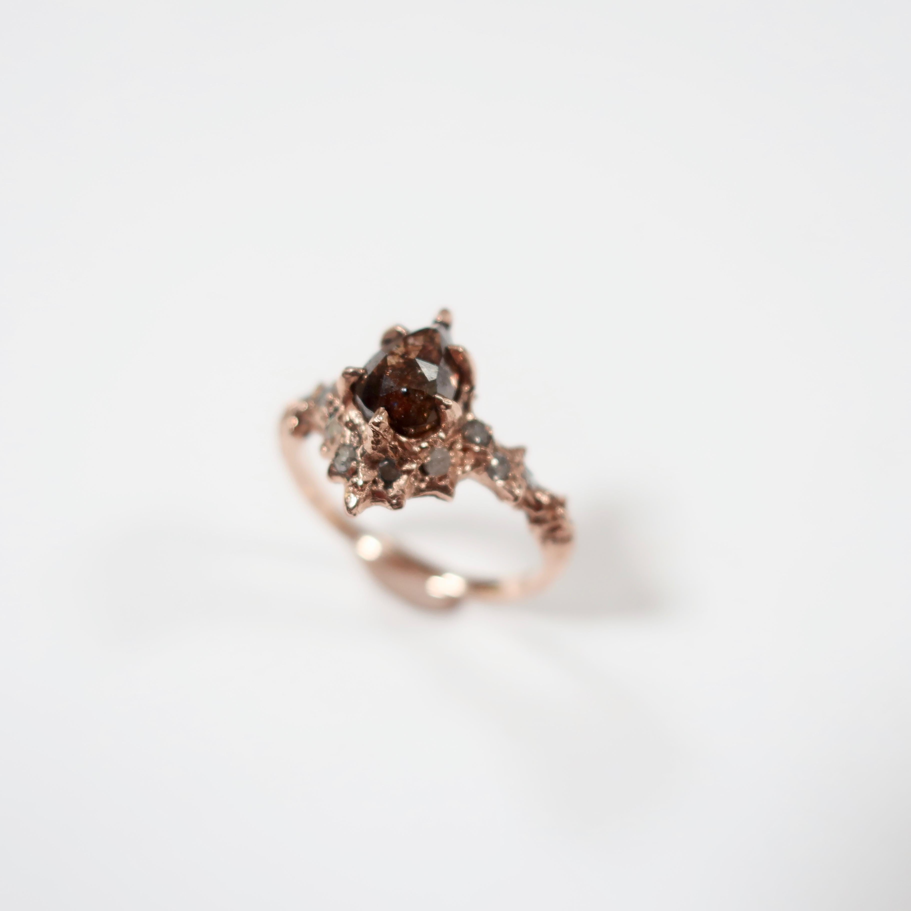Rose Gold Diamond Art Nouveau Inspired Ring 1