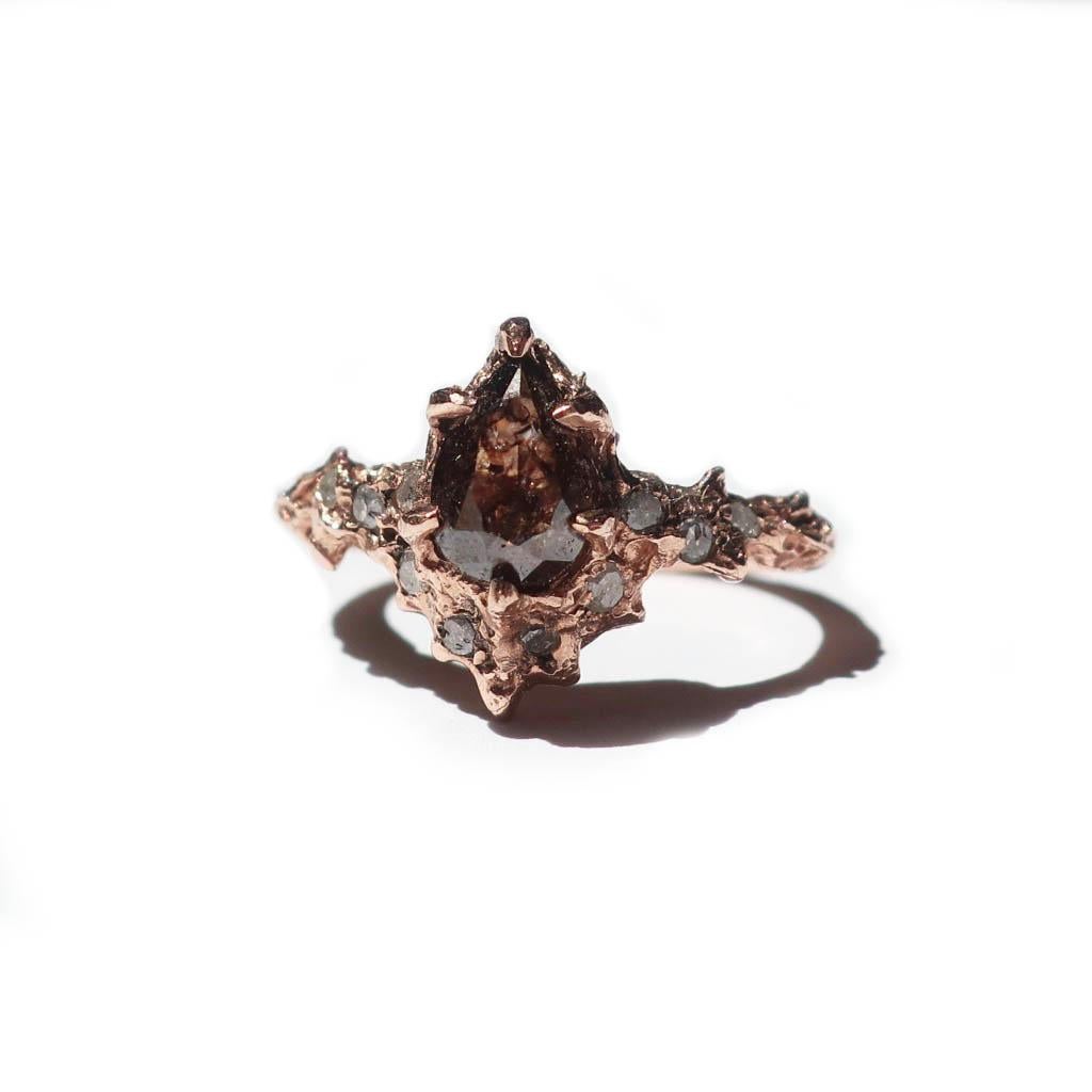 Rose Gold Diamond Art Nouveau Inspired Ring 2
