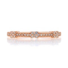 Rose Gold Diamond Band - 10k Single Cut .12ctw Milgrain Ring